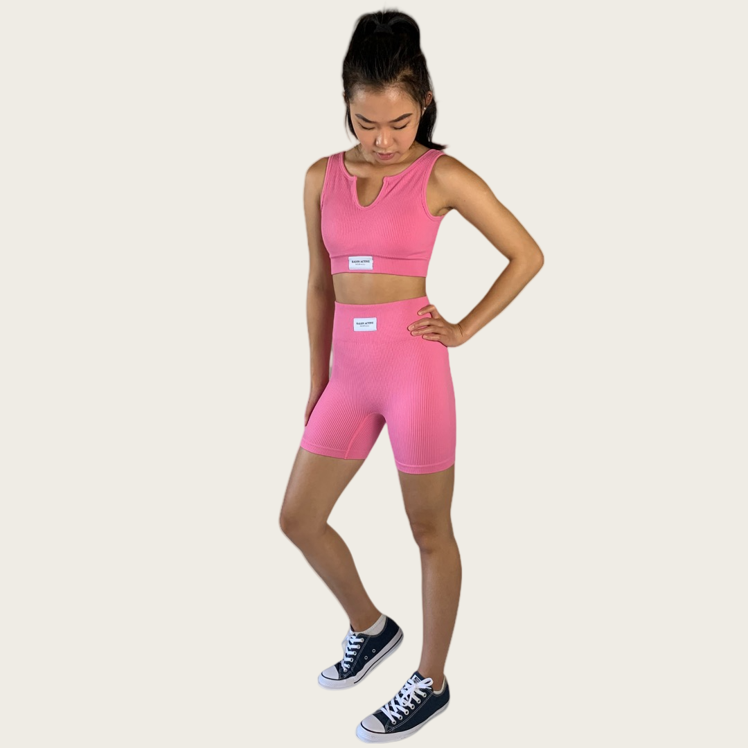 Ultimate Tiffany Ribbed Bra - Barbie Pink