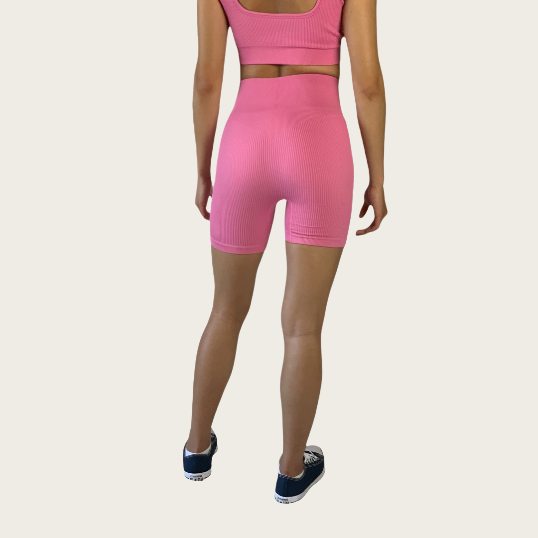 Ultimate Tiffany Ribbed Biker Shorts - Barbie Pink