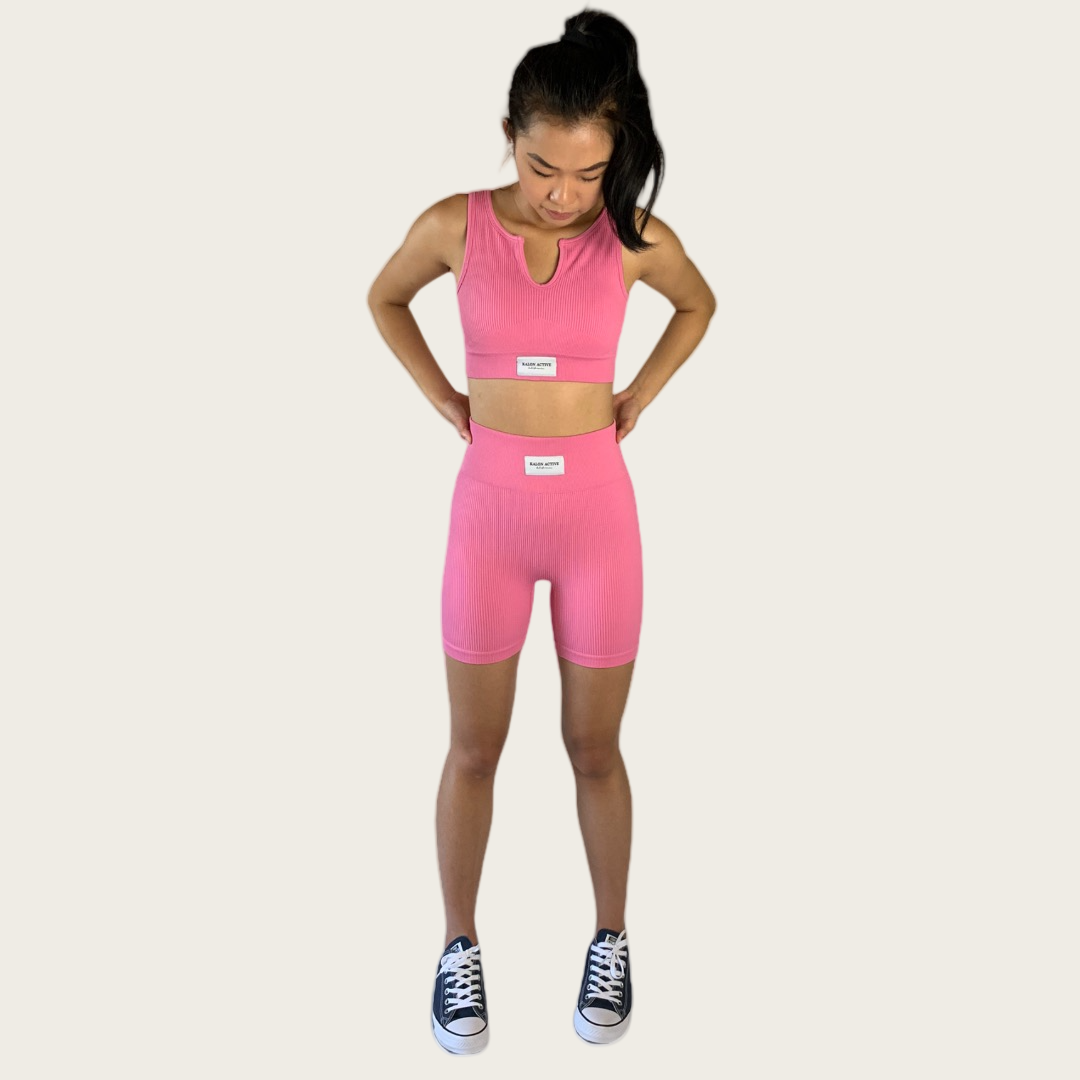Ultimate Tiffany Ribbed Biker Shorts - Barbie Pink