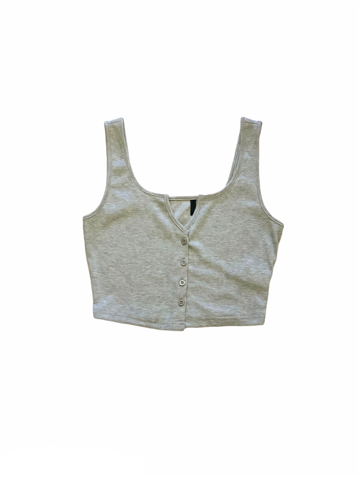 Serena Rib knit front close summer tank top - Light Gray