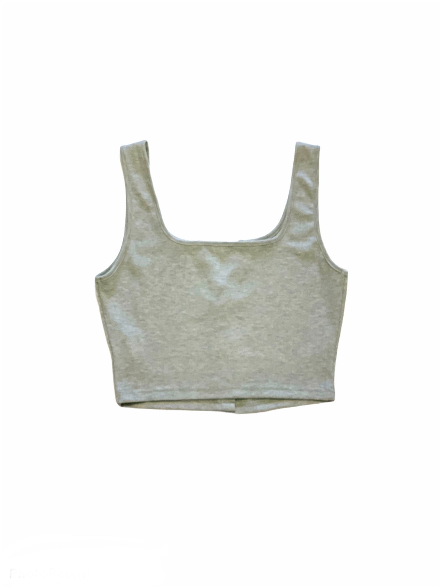 Serena Rib knit front close summer tank top - Light Gray