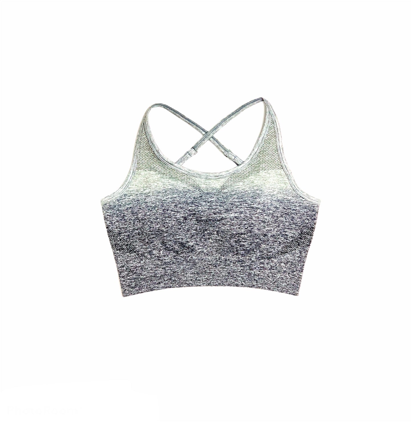 Halo Ombre Seamless Crop Top Sports Bra - Black Marl