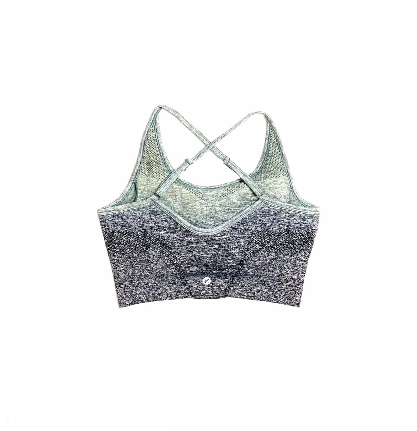 Halo Ombre Seamless Crop Top Sports Bra - Black Marl