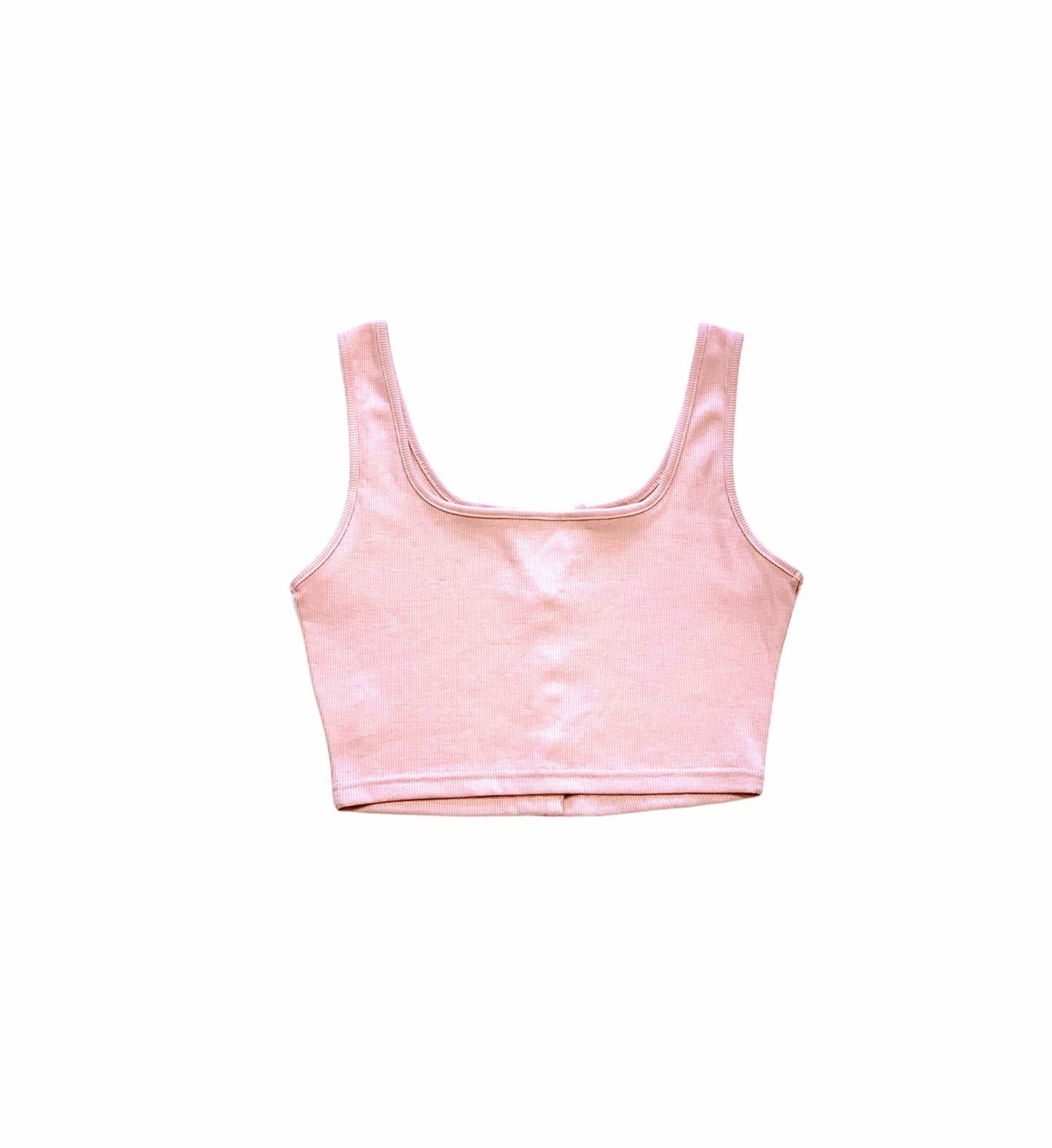 Serena Rib knit front close summer tank top - Baby Pink