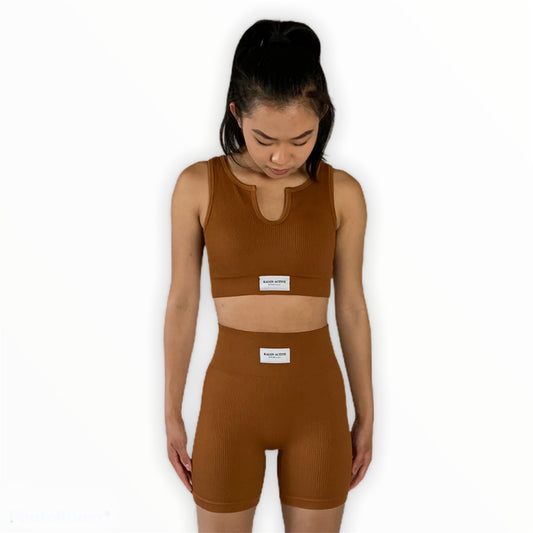 Ultimate Tiffany Ribbed Bra - Caramel Brown