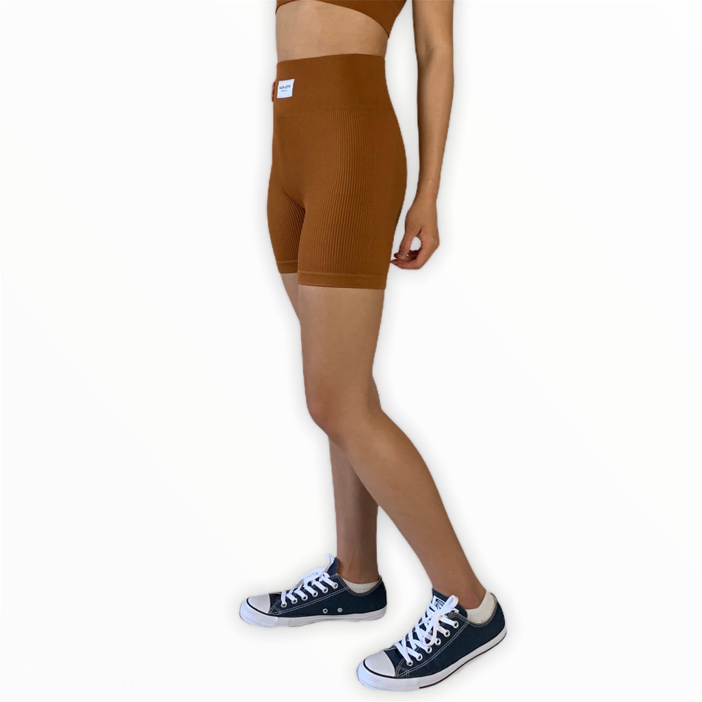Ultimate Tiffany Ribbed Biker Shorts - Caramel Brown