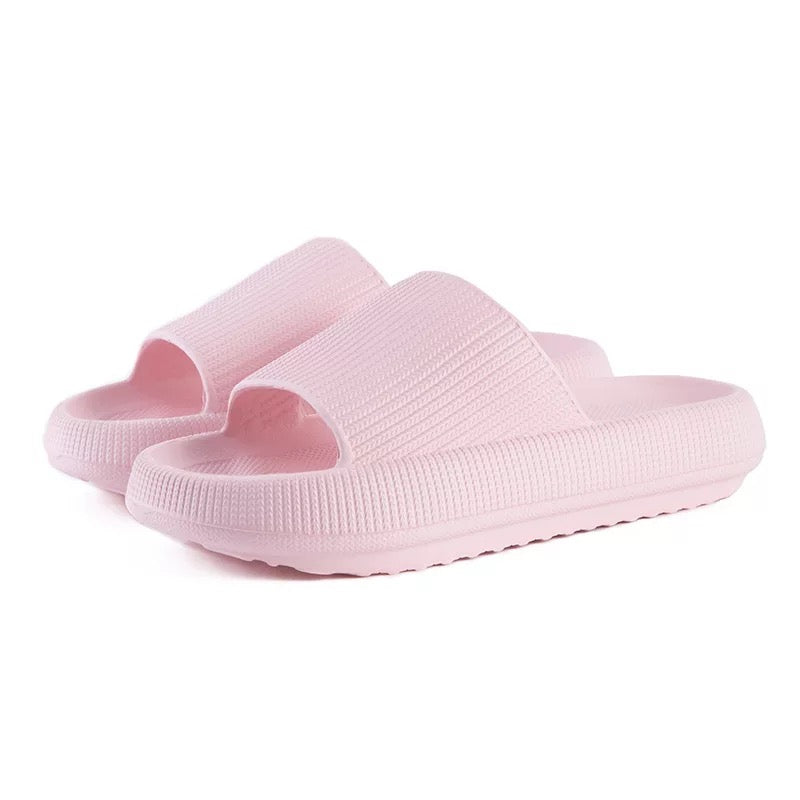 Cloud Thicken Sole Power Slides - Baby Pink