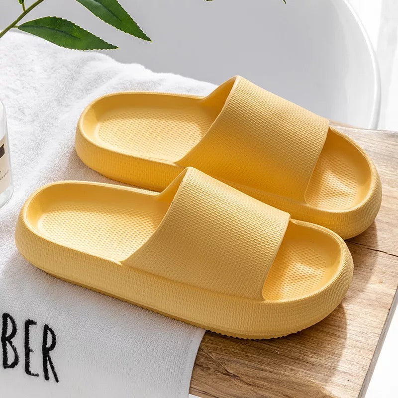 Cloud Thicken Sole Power Slides- Yellow