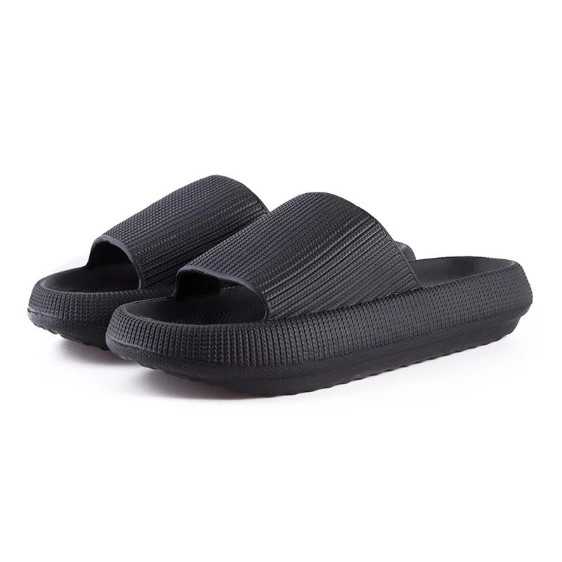 Cloud Thicken Sole Power Slides - Black