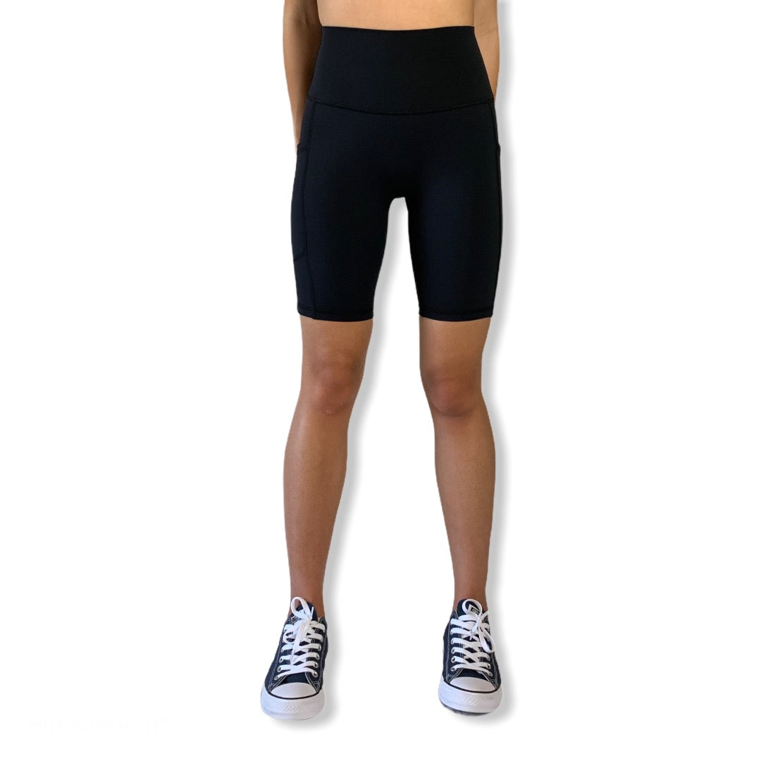 High-rise, wide waistband for no muffin top and maximum coverage while bending and stretching biker shorts, ultimate for yoga, workout and casual day out.