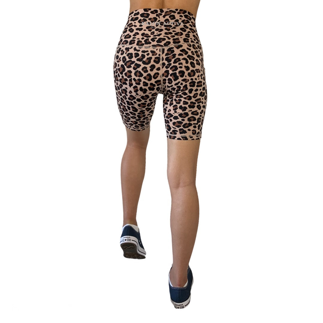 High rise biker shorts, compression shorts with soft and stretchy material are perfect for hitting the gym. Fit like a second skin, which provides a high level of support and mobility to help you get best results from workout, perfect leopard biker shorts.