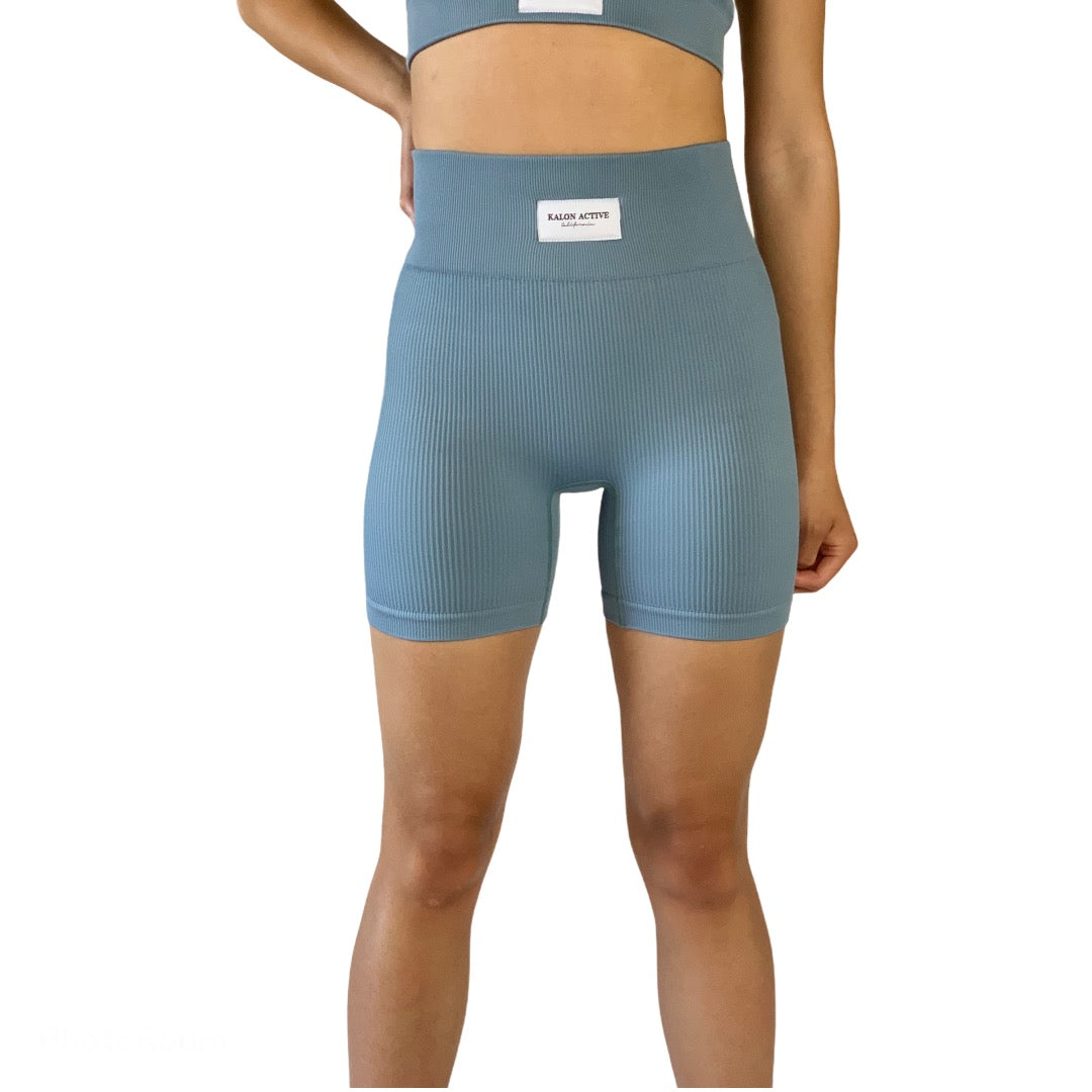 Ultimate Tiffany Ribbed Biker Shorts - Blue Dusk