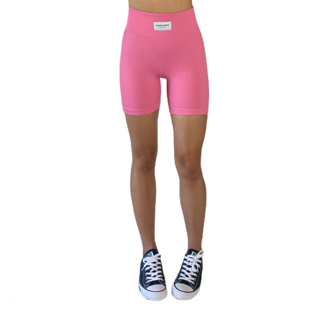 Ultimate Tiffany Ribbed Biker Shorts - Barbie Pink