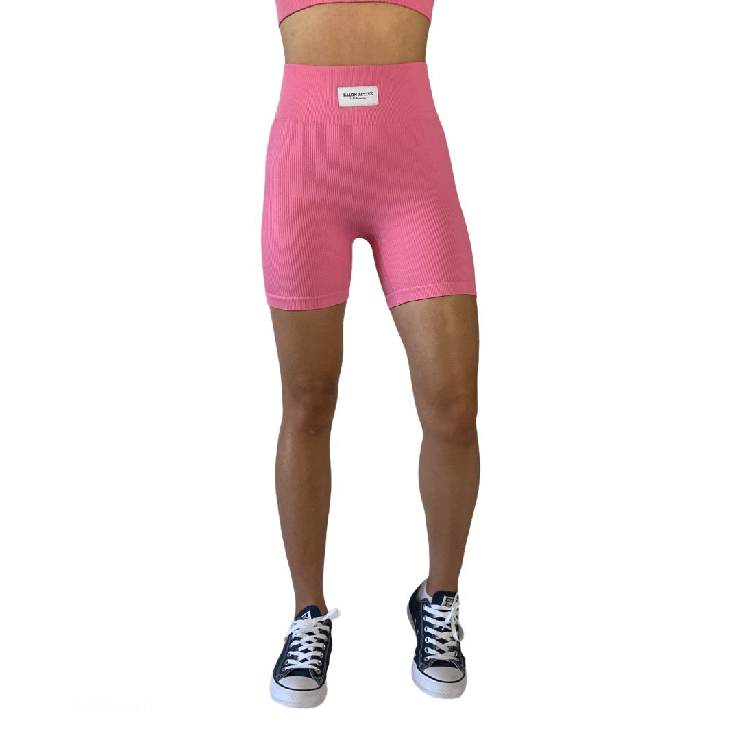 Ultimate Tiffany Ribbed Biker Shorts - Barbie Pink