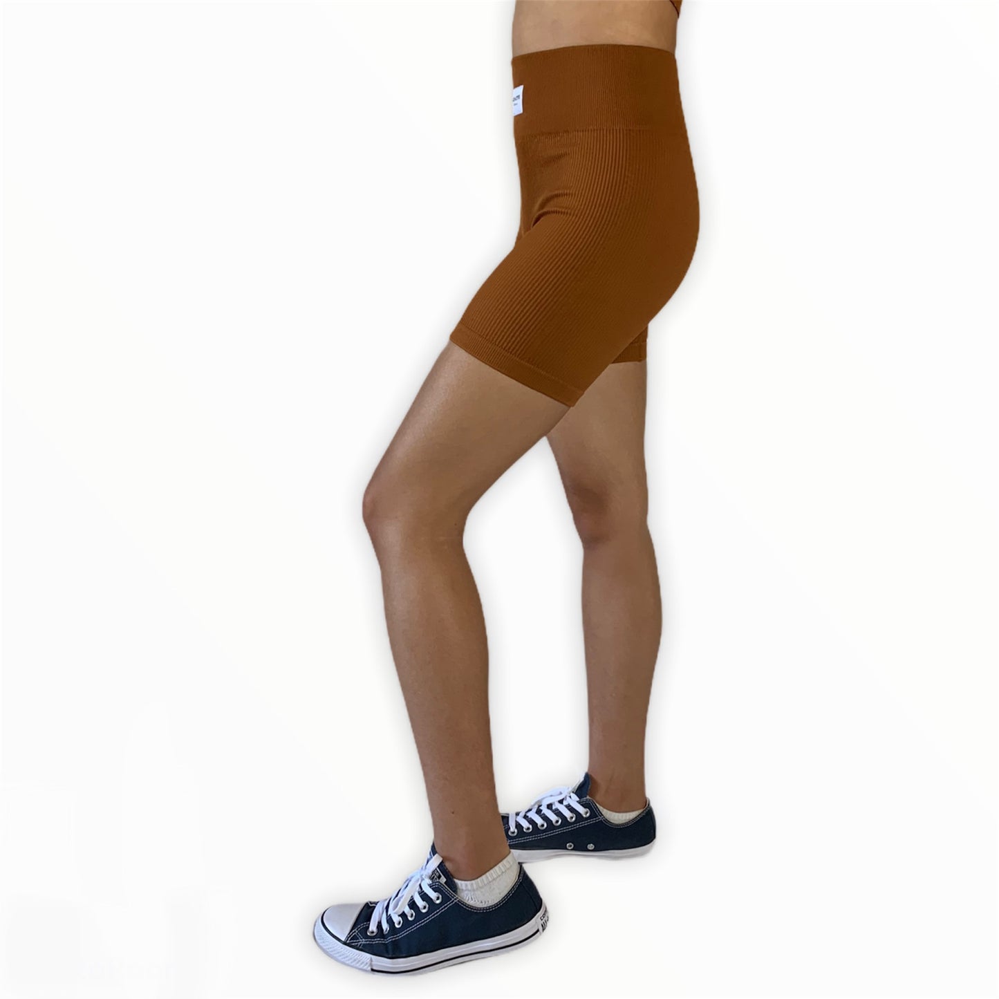 Ultimate Tiffany Ribbed Biker Shorts - Caramel Brown