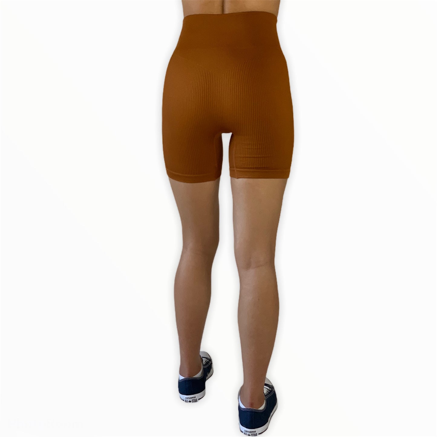 Ultimate Tiffany Ribbed Biker Shorts - Caramel Brown