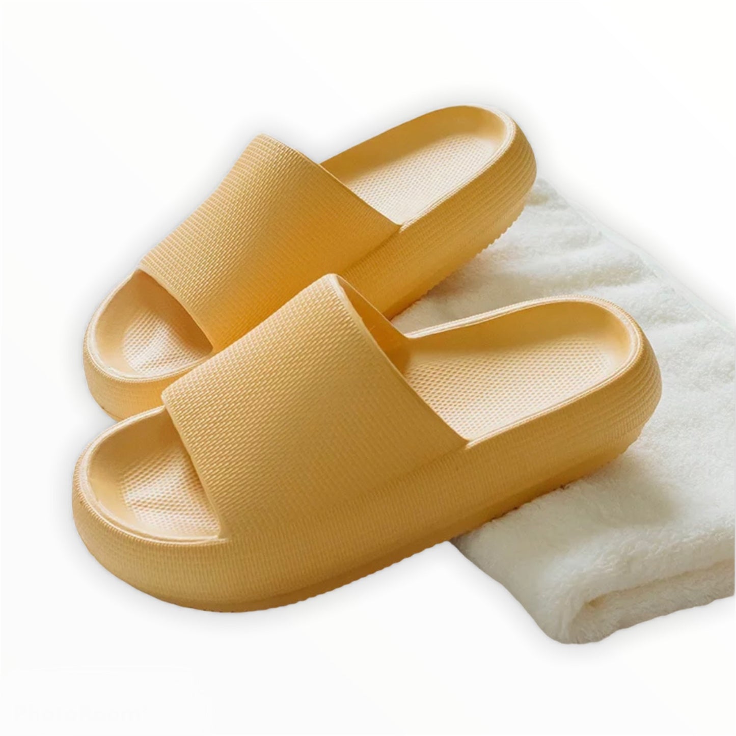 My Pillow Slippers, soft and soothezze.  Bathroom sandals, beach sandals. Yellow thick sole slippers, yeezy.sootheze slippers, arch support slippers, anti-slip, washable sandals, hot girl fashion, summer beach sandals., thick sole slippers, best selling sandals, water slides, elmo yeezy slides, nike offline slides.